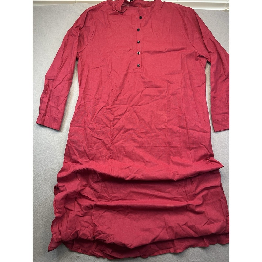 Women's 3XL Kaftan Shirt Dress Long Sleeve Lightweight Pockets Black Buttons Red